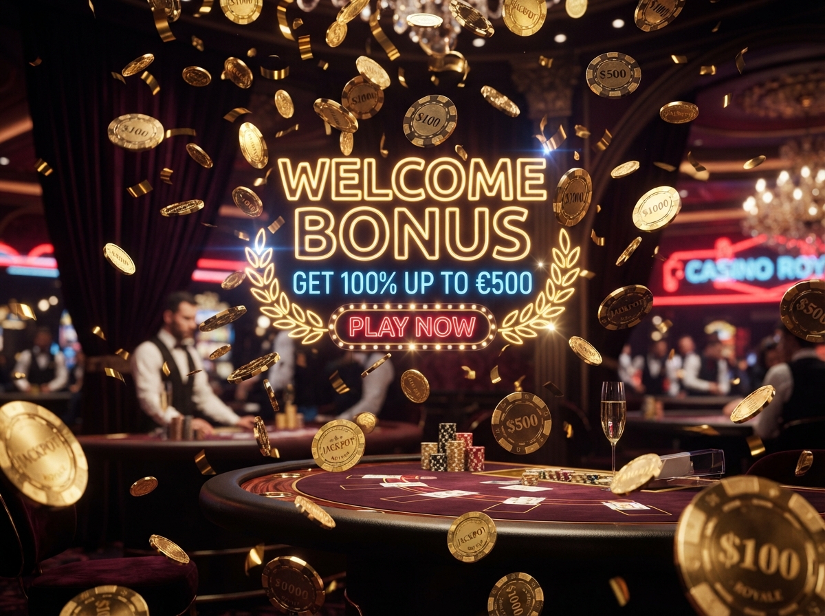 Golden gaming chips for welcome promotion